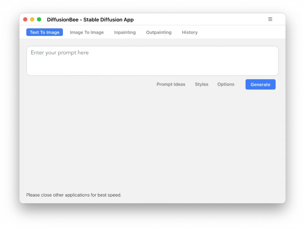 Screenshot of DiffusionBee interface