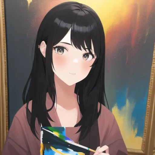 1girl masterpiece black hair painting medium s 121000
