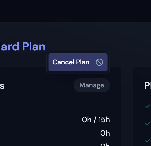 cancel plan button midjourney
