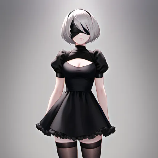 yorha no. 2 type b blindfold black dress black stockings frills masterpi s 2370292028