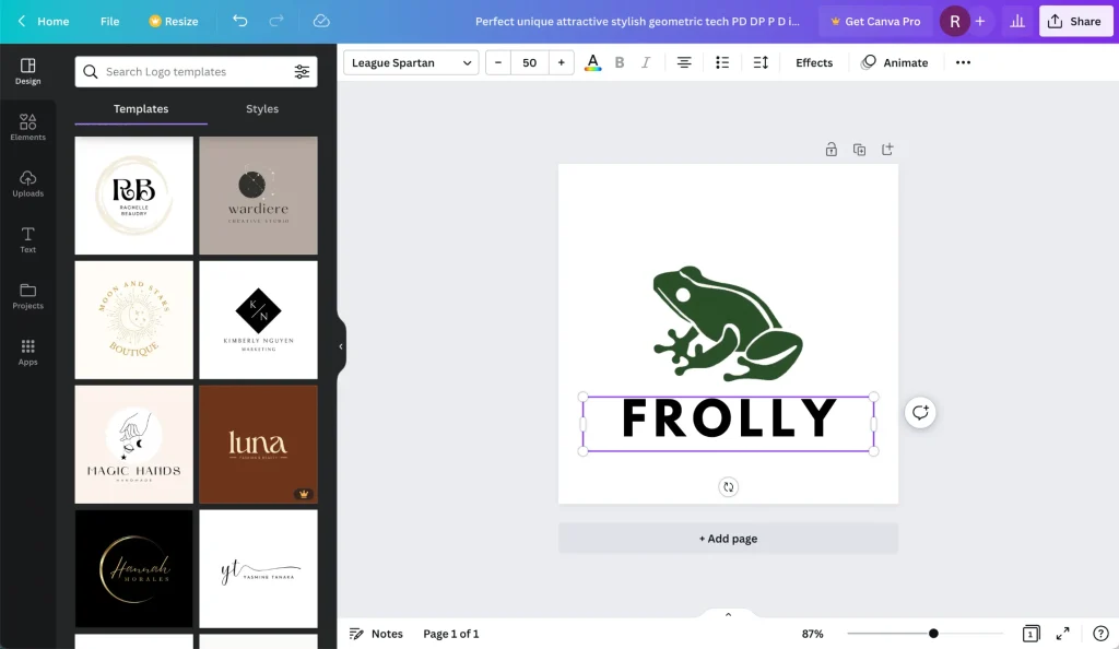 Editing logo in Canva.
