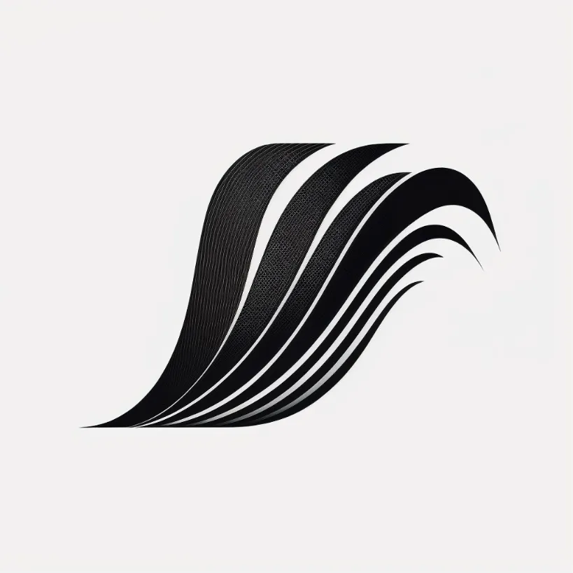 Generated geometric logo of curved organic shapes.