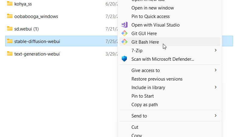 Git Bash Here lets you open a command prompt that is already pointing to the directory of your choosing.