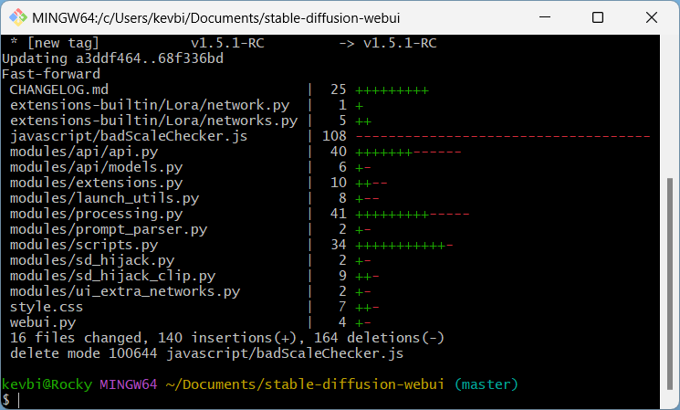 Updates to AUTOMATIC1111 Stable Diffusion WebUI being downloaded.
